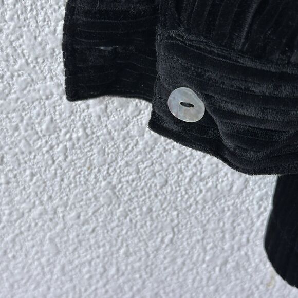 Kathy Ireland Corduroy Shirt Jacket Women's M Oversized Black Button Up Shacket - Picture 5 of 9